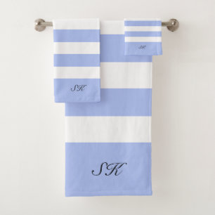 Light-blue and white stripes pattern bath towel set