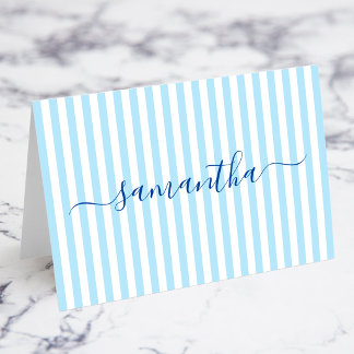 Light Blue and White Stripes Signature Place Cards