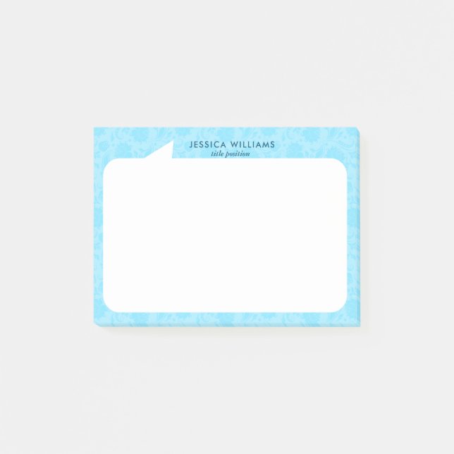 Light blue and white talk bubble Custom Name Post-it Notes (Front)