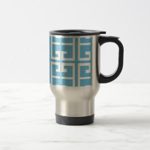 Light Blue and White Tile Travel Mug