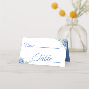 Light blue and white wedding place cards