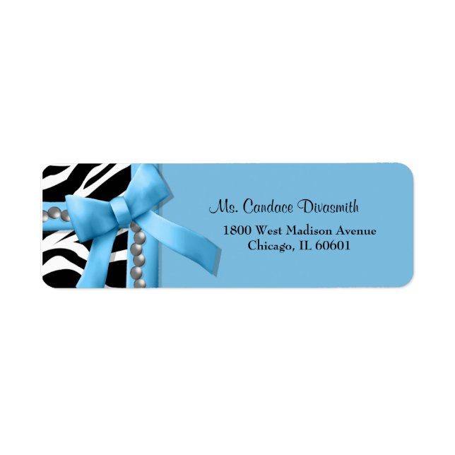 Light Blue And White Zebra Stripe With Silver Gems (Front)