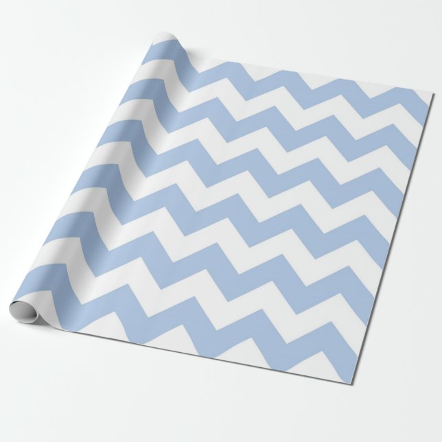 Light Blue and White Zigzag gift wrap (Unrolled)
