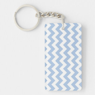 Light Blue and White Zigzag Key Ring