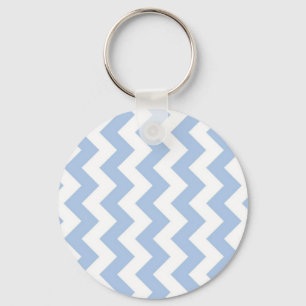 Light Blue and White Zigzag Key Ring