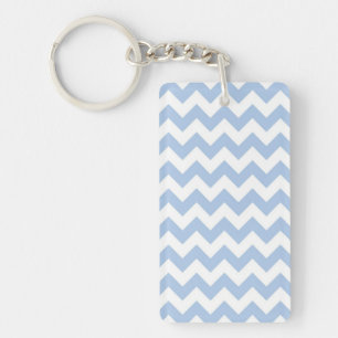 Light Blue and White Zigzag Key Ring