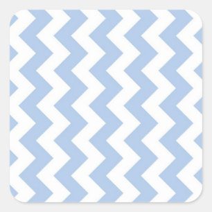 Light Blue and White Zigzag Square Sticker