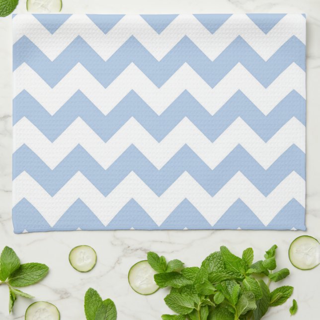 Light Blue and White Zigzag Tea Towel (Folded)
