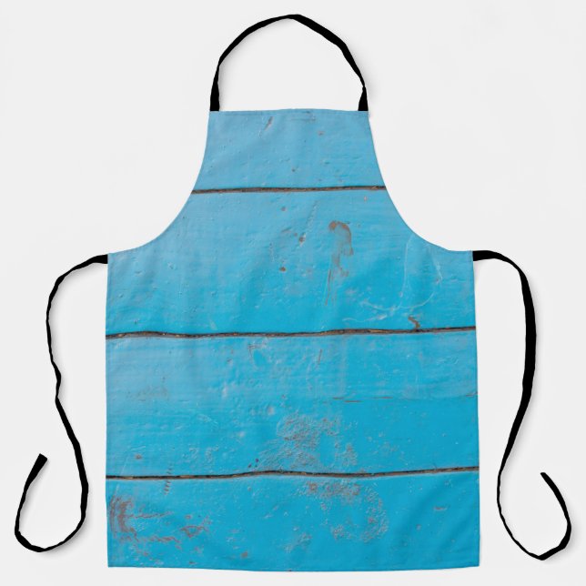 Light blue aquamarine fresh vintage wood dusty flo apron (Front)