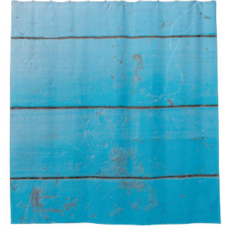 Light blue aquamarine fresh vintage wood dusty flo shower curtain