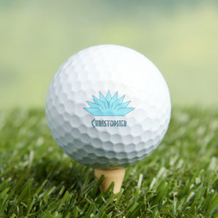 Light Blue Art Deco Crown Design Golf Balls