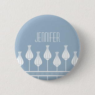 Light Blue Art Deco Floral Button