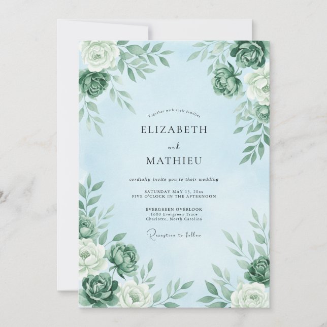Light Blue Atmospheric Winter Wedding Invitation (Front)