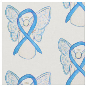 Light Blue Awareness Ribbon Angel Custom Material Fabric