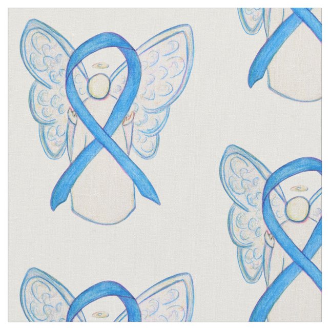 Light Blue Awareness Ribbon Angel Custom Material Fabric (Close Up)