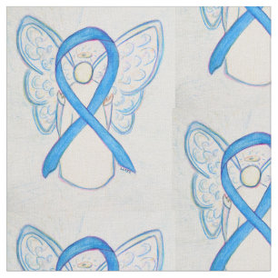 Light Blue Awareness Ribbon Angel Custom Material Fabric