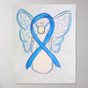 Light Blue Awareness Ribbon Angel Poster Art Print