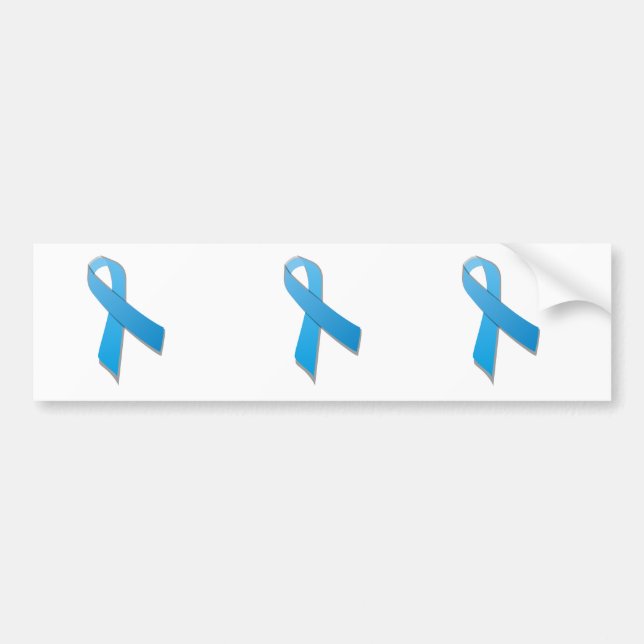 light blue awareness ribbon bumper sticker (Front)