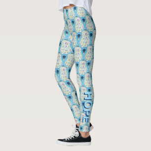 Light Blue Awareness Ribbon Butterfly Art Leggings