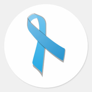 light blue awareness ribbon classic round sticker