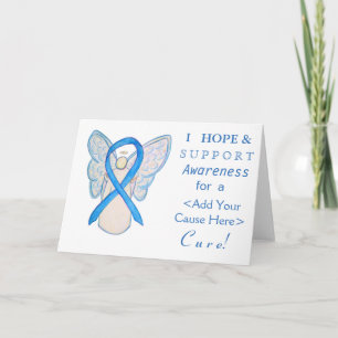 Light Blue Awareness Ribbon Custom Angel Cards