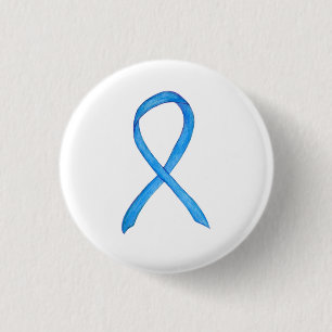 Light Blue Awareness Ribbon Custom Art Pin Buttons