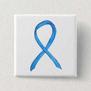 Light Blue Awareness Ribbon Custom Pin Buttons