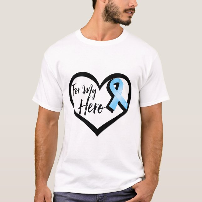 Light Blue Awareness Ribbon For My Hero T-Shirt (Front)