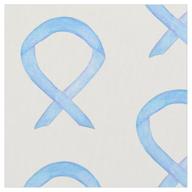 Light Blue Awareness Ribbon Personalise Material Fabric (Close Up)