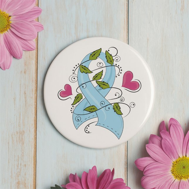Light Blue Awareness Ribbon Support and Hope 7.5 Cm Round Badge (Creator Uploaded)