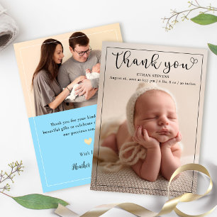 Light Blue Baby Boy 2 Photo Birth Announcement