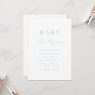 Light Blue Baby Boy Simple Baby Shower Invitation