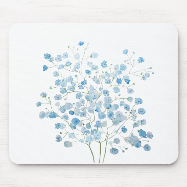 light blue Baby Breath Bouquet  gypsophila Mouse Mat (Front)