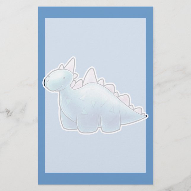 Light Blue Baby Dinosaur Stationery (Front)