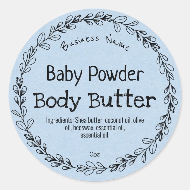 Light Blue Baby Powder Kraft Product Labels (Front)