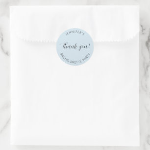 Light Blue Bachelorette Party Thank You Classic Round Sticker