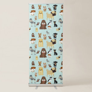 light blue background dogs pattern. retractable banner