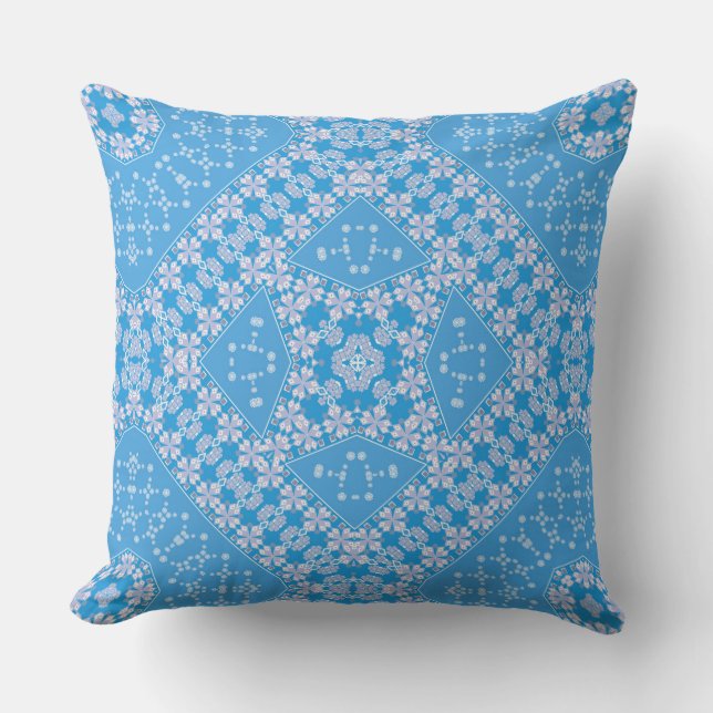 light blue beautiful fashionable retro ornament cushion (Front)