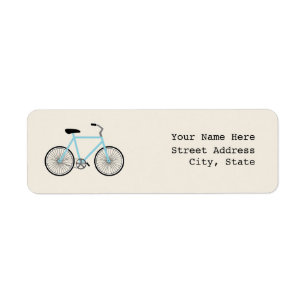 Light Blue Bicycle Address Label