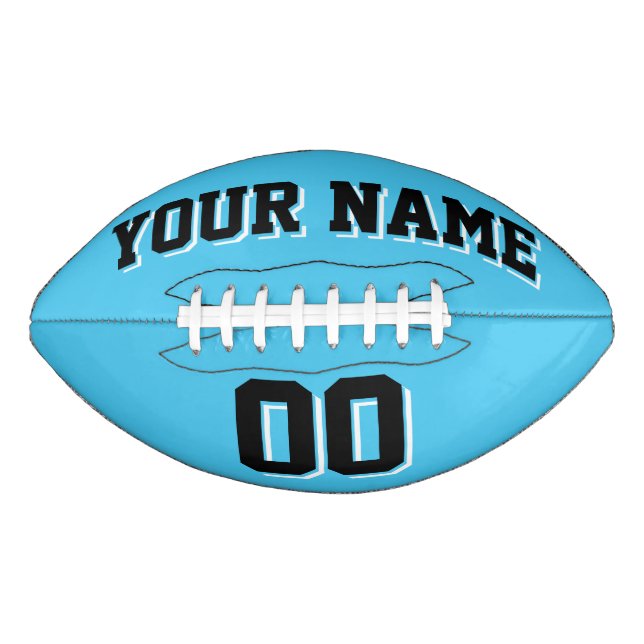 LIGHT BLUE BLACK AND WHITE Custom Football American Football (Front)