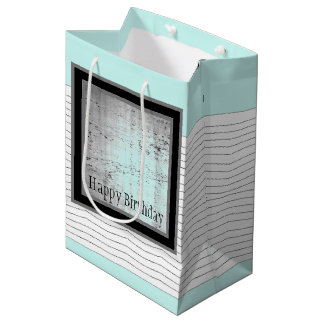 Light Blue Black And White Medium Gift Bag