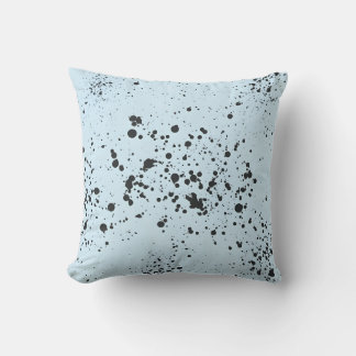 Light Blue & Black Ink Splatter Throw Pillow