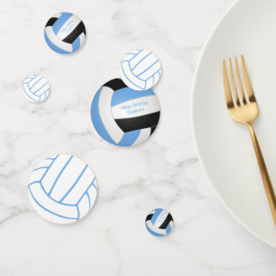 light blue black kids volleyball birthday confetti