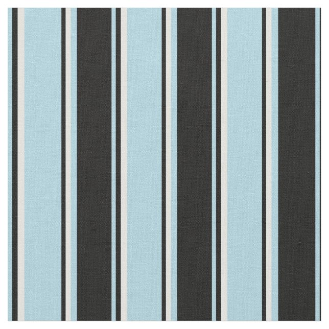 Light Blue, Black & Light Cyan Coloured Lines Fabric (Close Up)