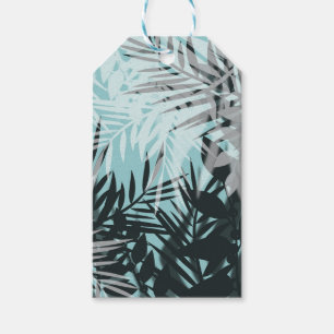 Light blue black tropical pattern gift tags