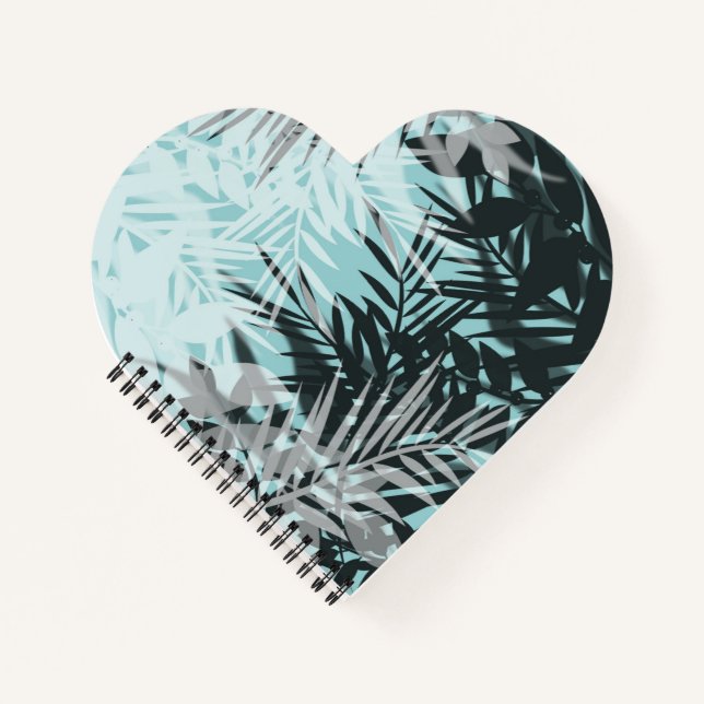 Light blue black tropical pattern notebook (Front)
