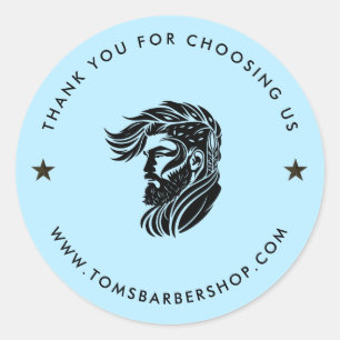 Light Blue Black Typography Custom Logo Classic Round Sticker