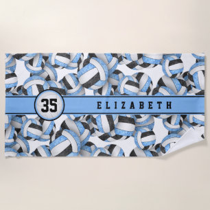 Light blue black volleyball girls team colours beach towel