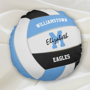 light blue black volleyball sports room decor round cushion