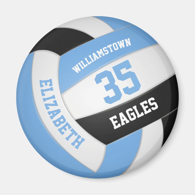 light blue black volleyball team colours girls boy magnet (Front)